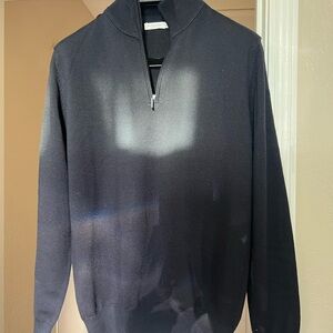 Suitsupply Navy Wool Quarter Zip Sweater / Medium :